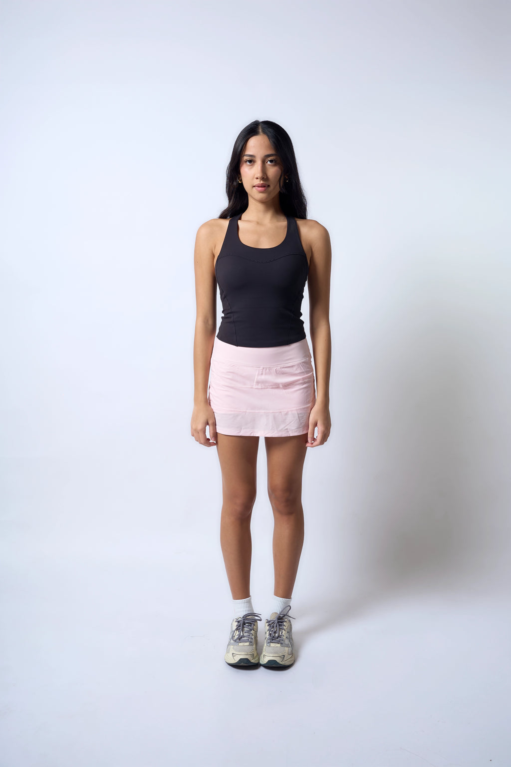 Aligned Skirt Baby Pink Julia is 5'5 wearing M