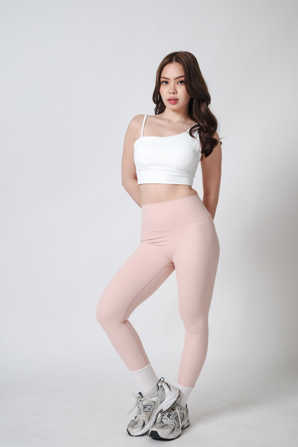 Flow State Asymmetric Active Bra Still White Alex is 5'3 wearing S