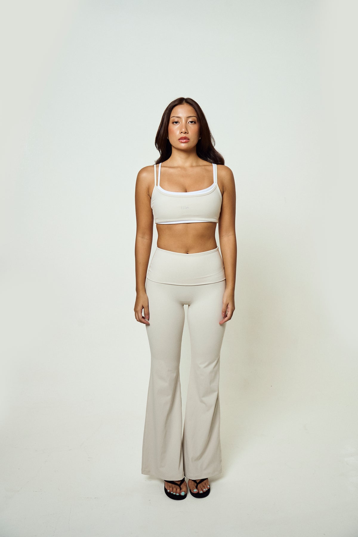 Archive 02 Fold-over Flared Pants - Cream