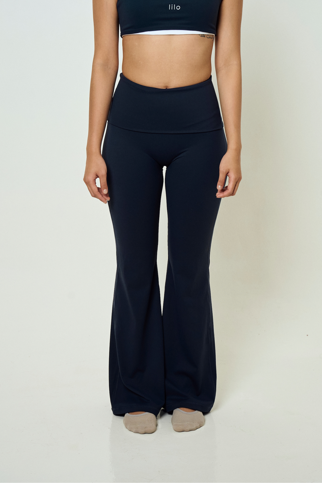 Archive 02 Fold-over Flared Pants - Navy