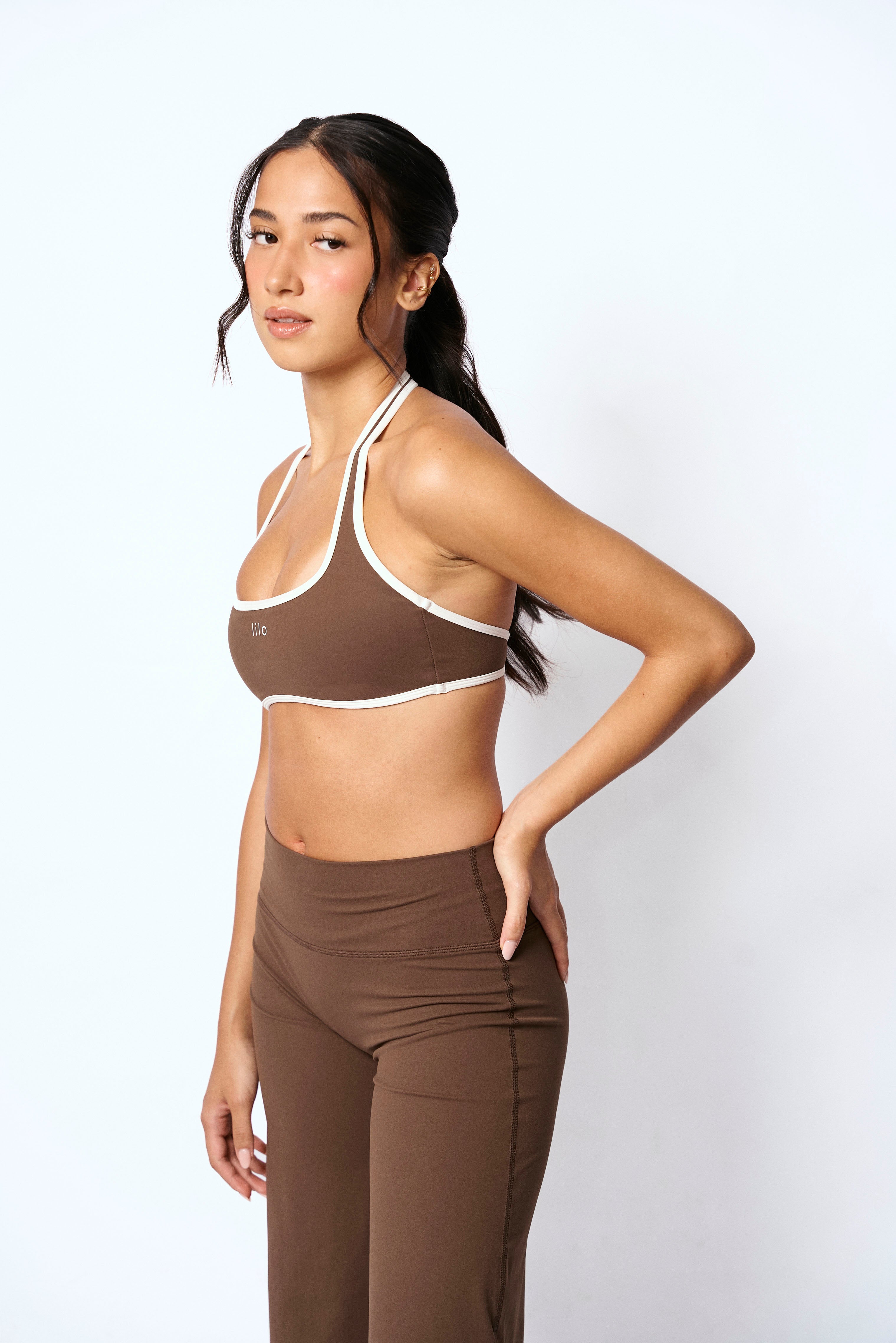 Archive Halter Sports Bra - Espresso Brown