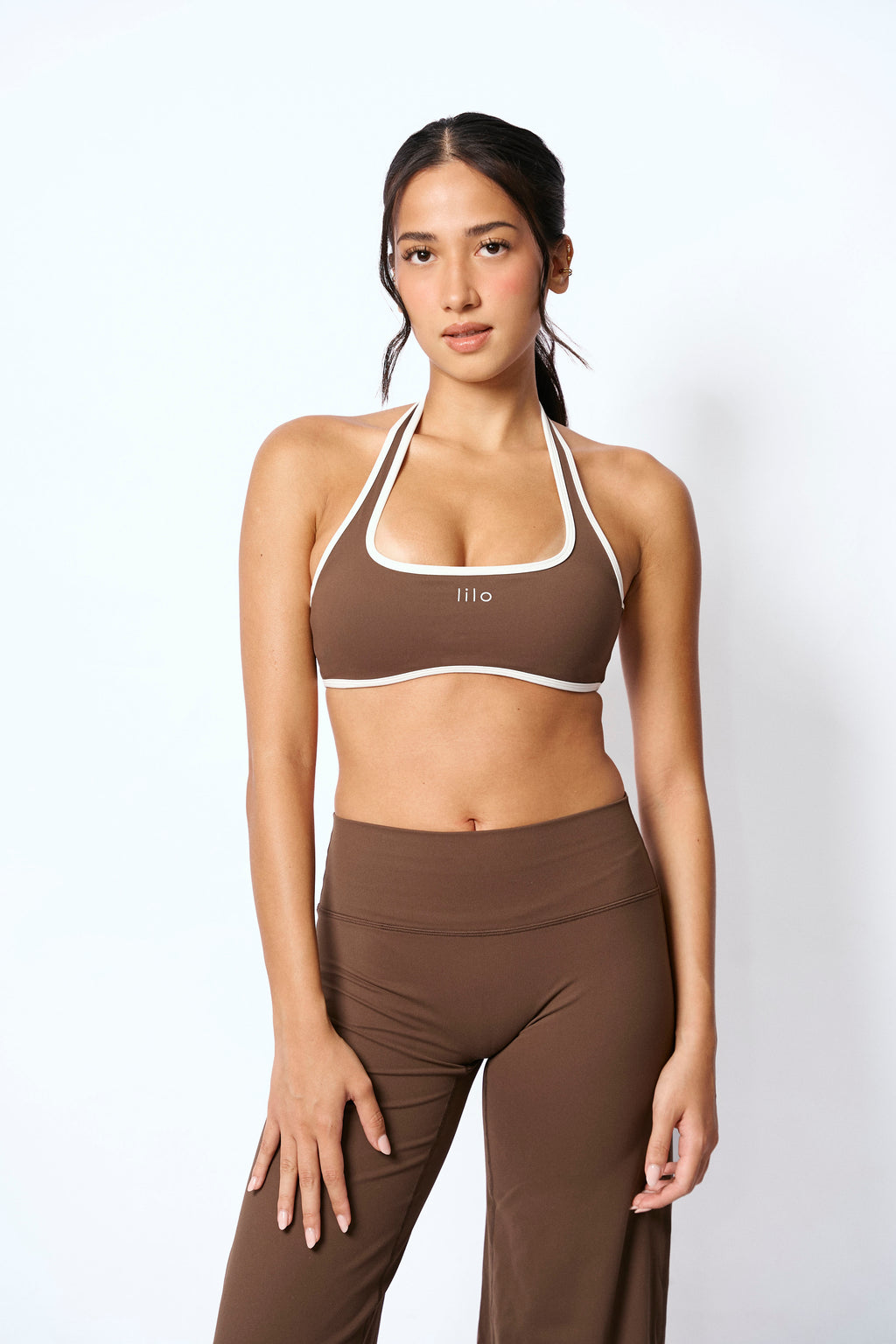 Archive Halter Sports Bra - Espresso Brown